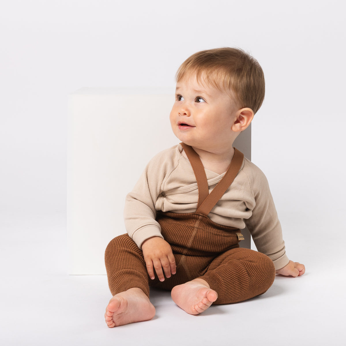 Strumpfhosen mit Trägern (mit Baby-Alpakawolle) - Haselnuss