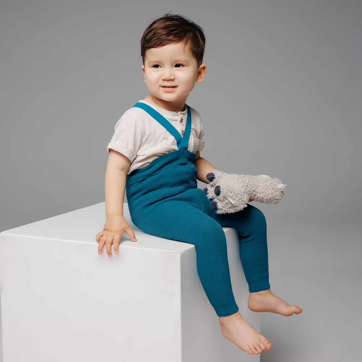 Strumpfhose mit Trägern ohne Fuß (mit Baby-Alpakawolle) - Haselnuss