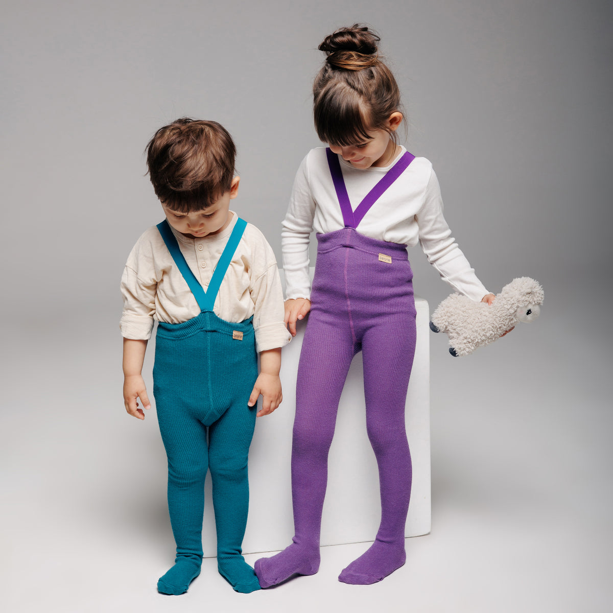Strumpfhosen mit Trägern (mit Baby-Alpakawolle) - Haselnuss