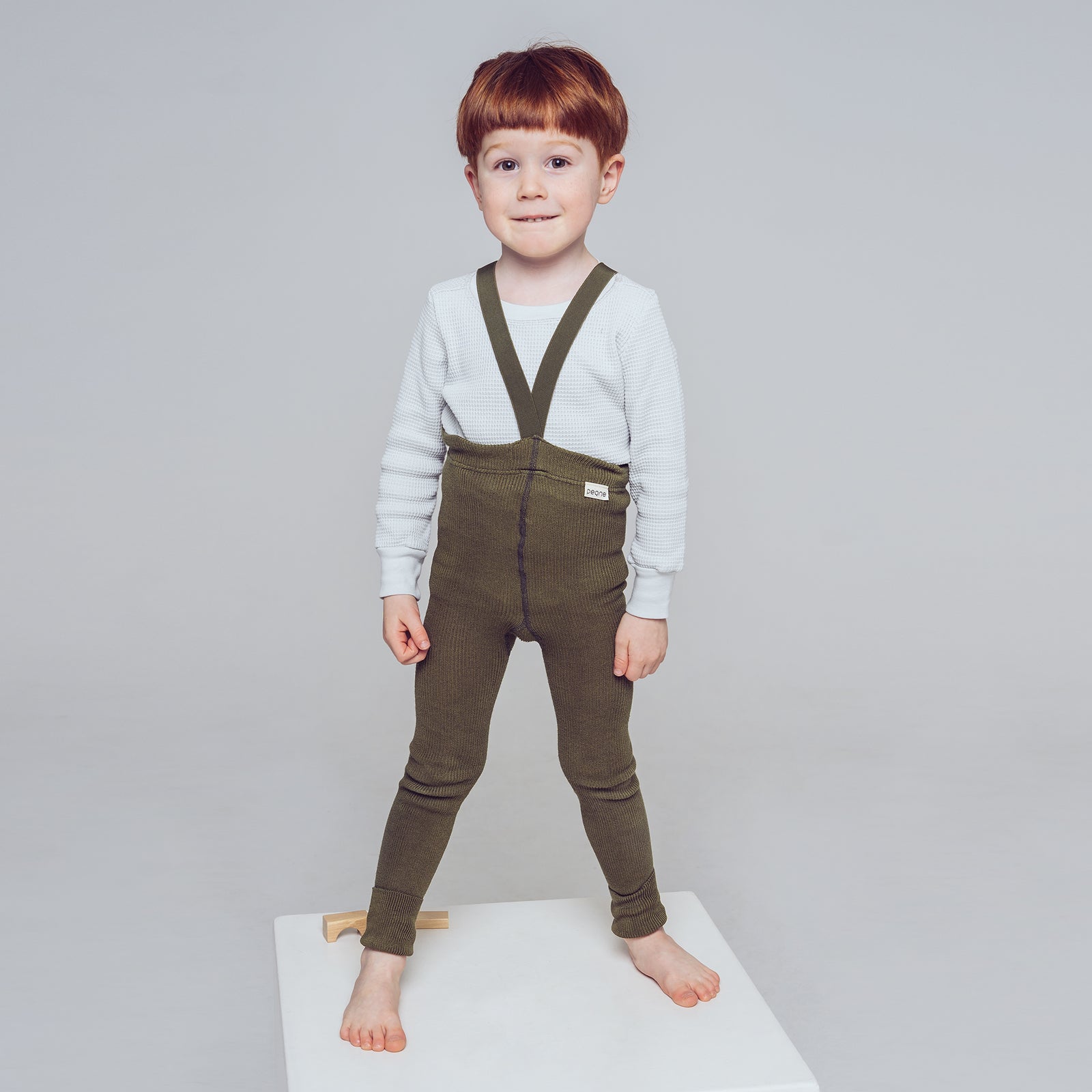 Strumpfhose mit Trägern ohne Fuß - Waldgrün